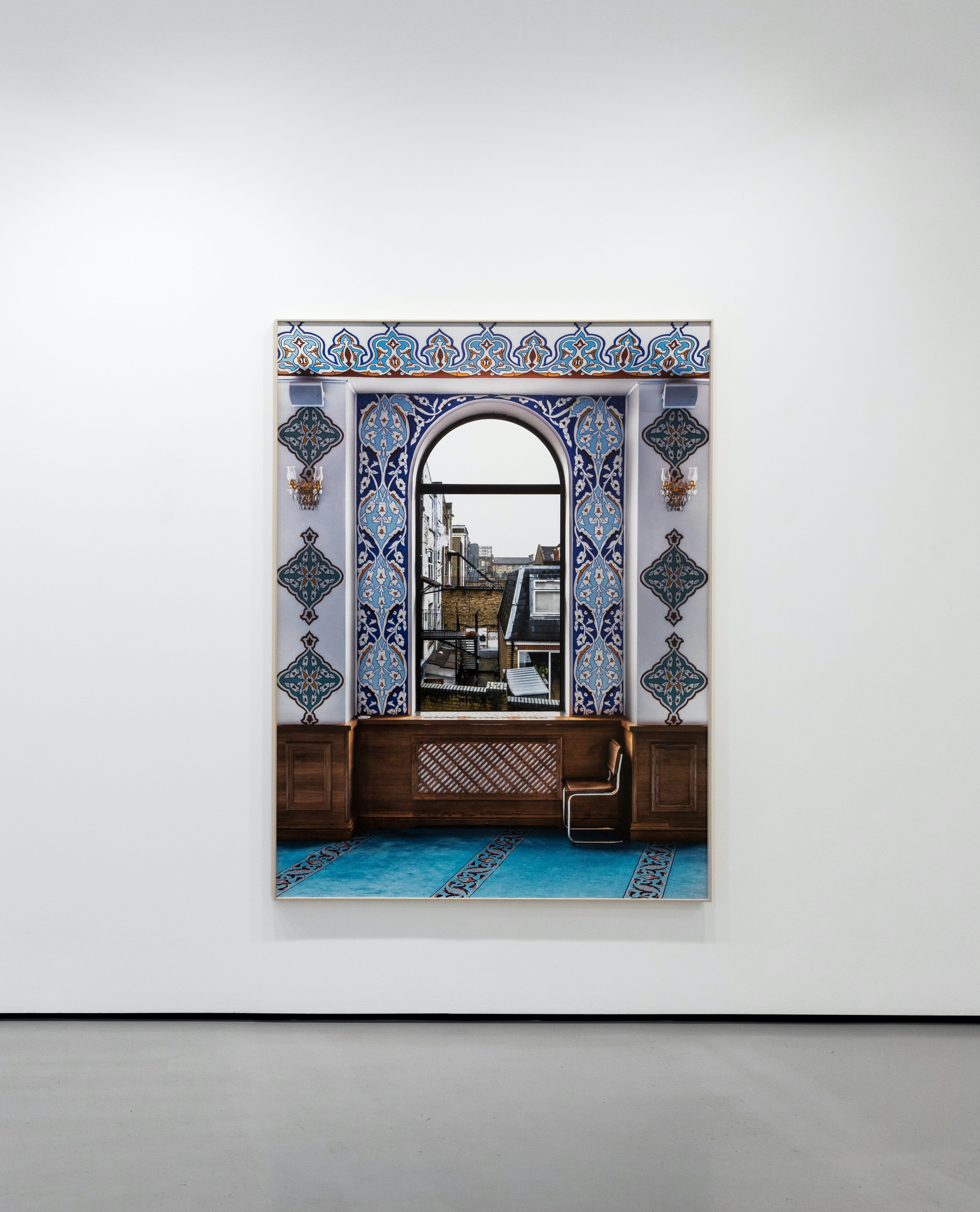 Installation views of Marwan Bassiouni's exhibition 'New British Views' at Workplace in London. 