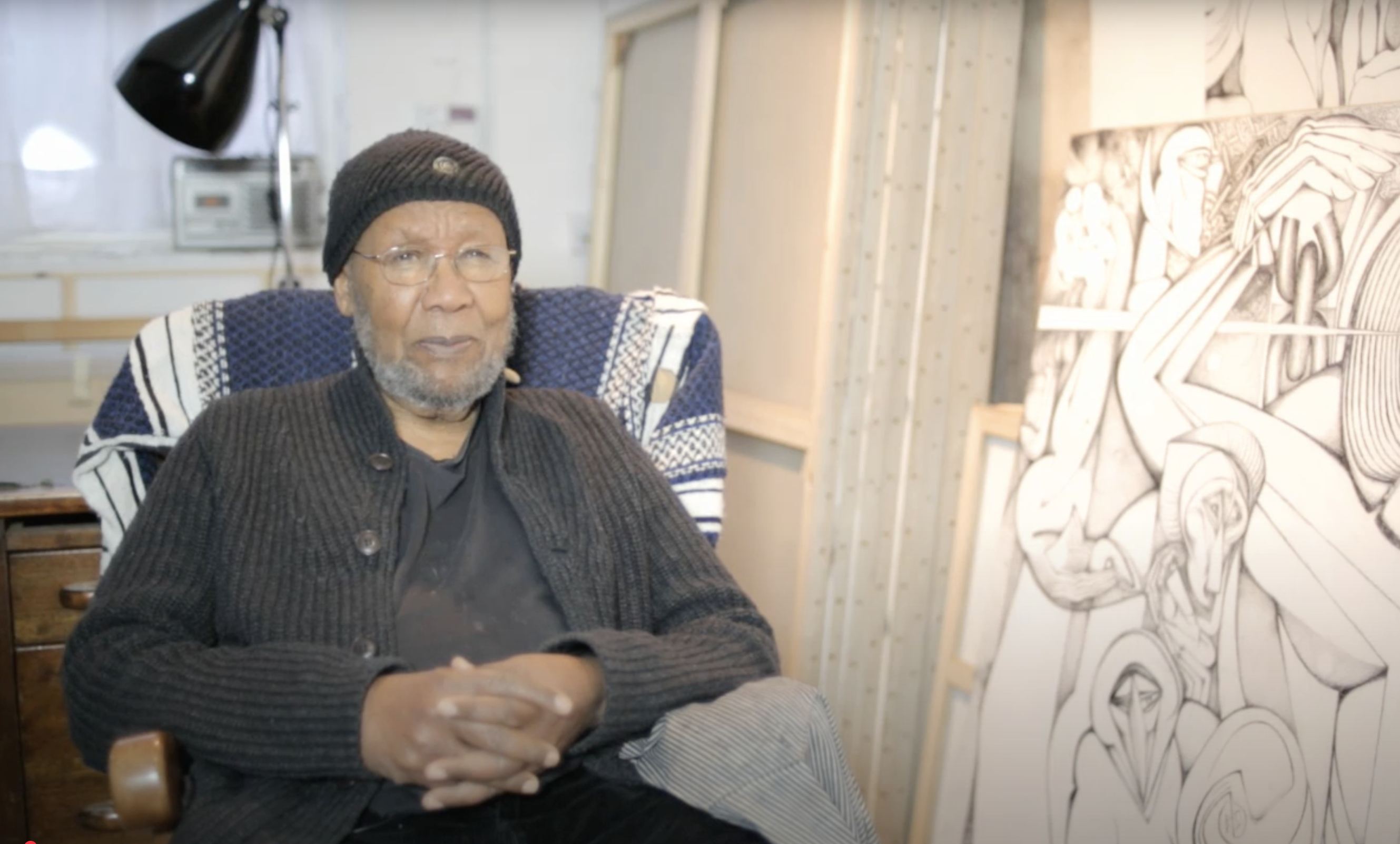 Ibrahim El-Salahi in his Oxford studio