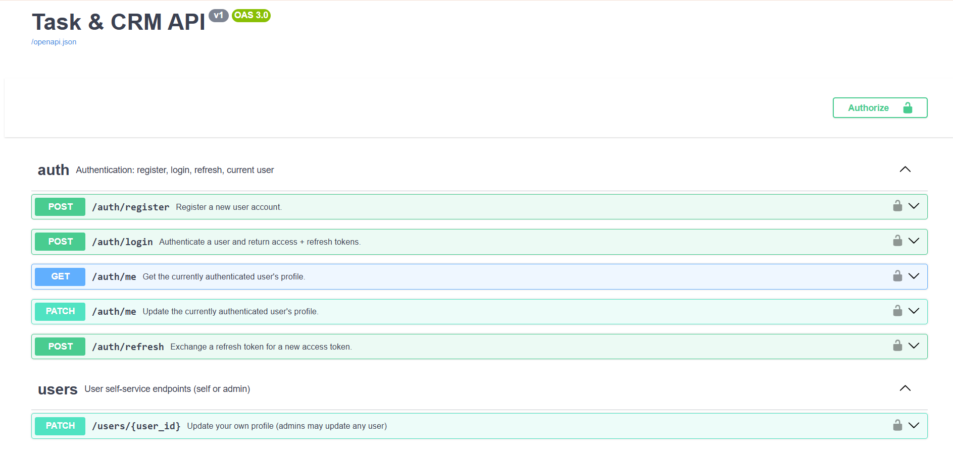 Task Management & CRM API