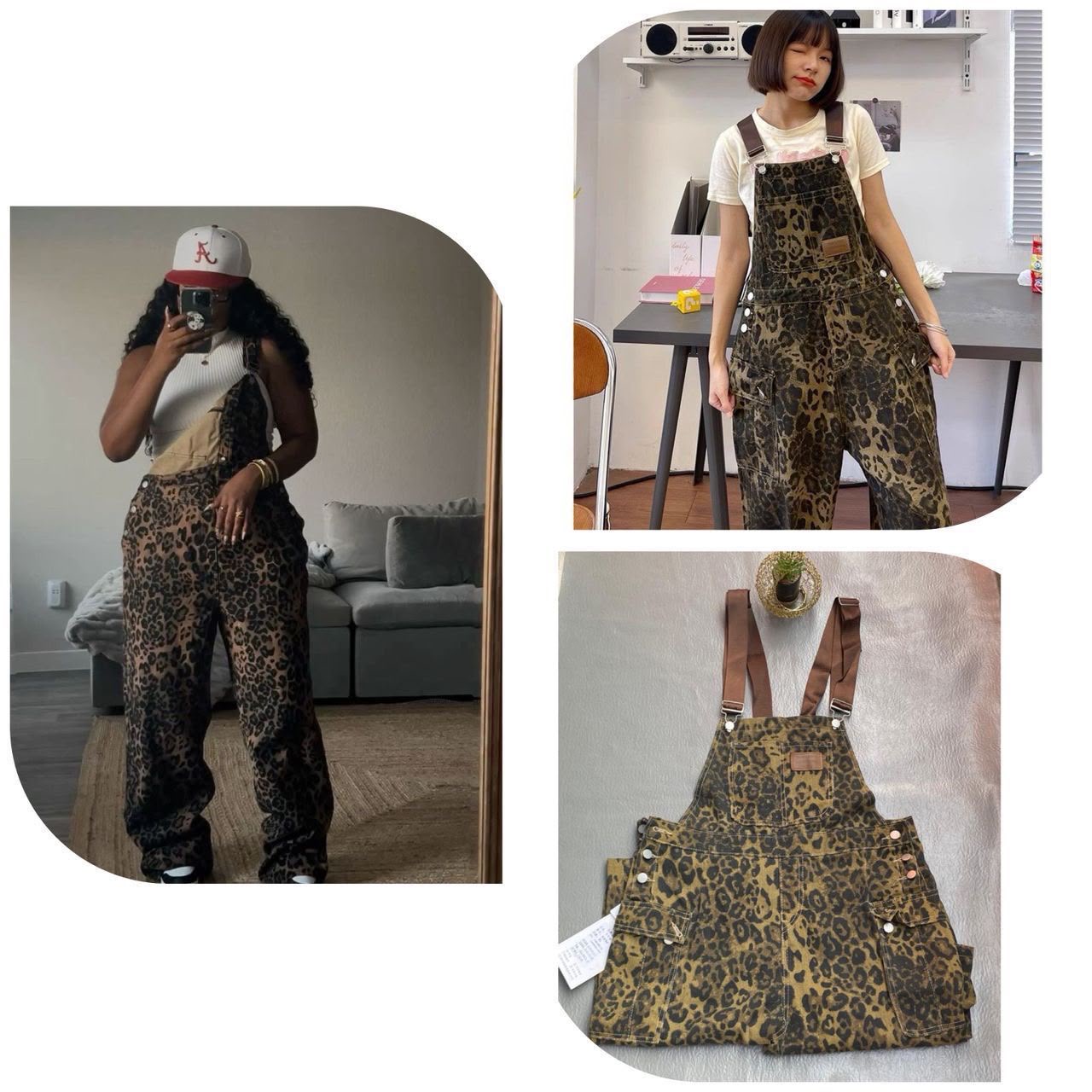 Leopard Dungarees Jumpsuit