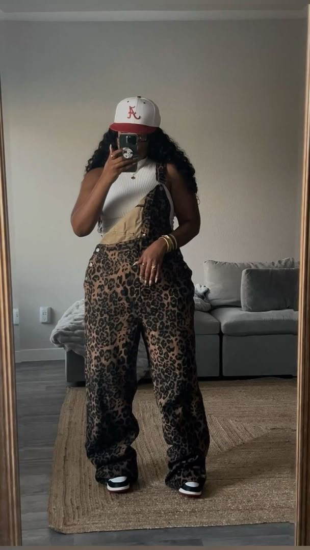 Leopard Dungarees Jumpsuit