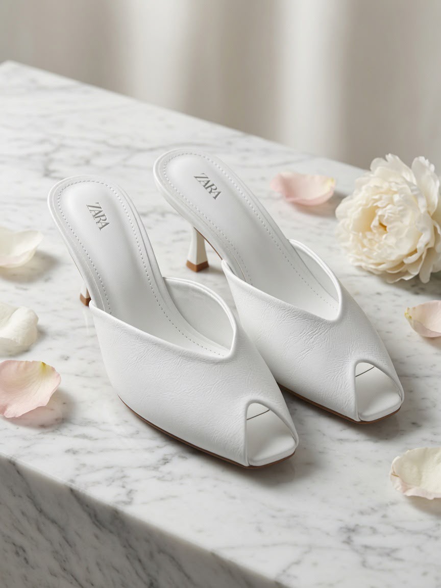 Elegant stylish open-toe heels