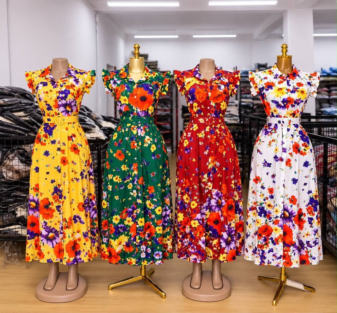 Flowery Dress with Belt