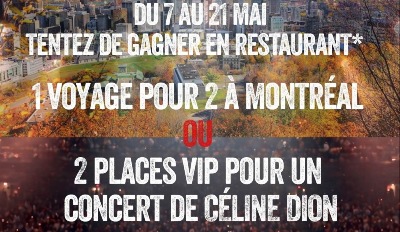 Tente de gagner un voyage pour 2 à Montréal ou 2 places VIP pour un des concerts de Céline Dion !