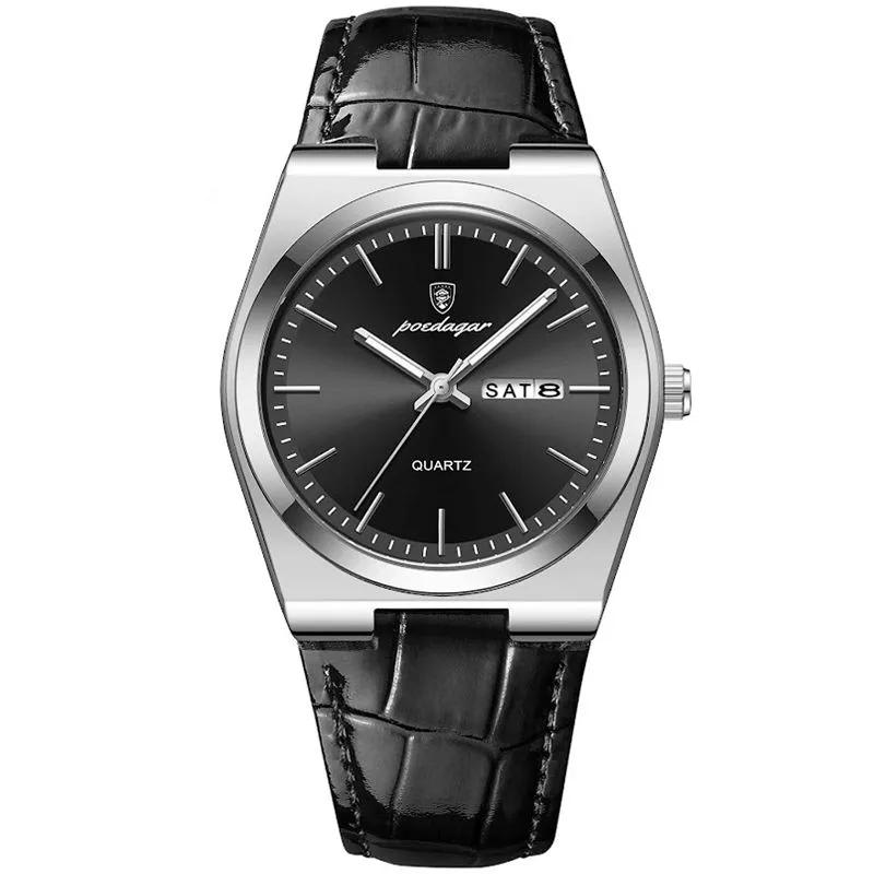 POEDAGAR 930 Leather Strap Watch