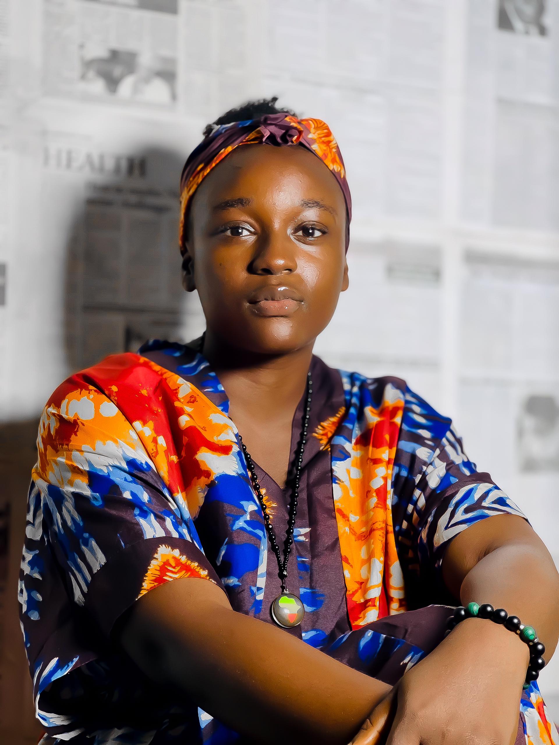 Ese in her African dress