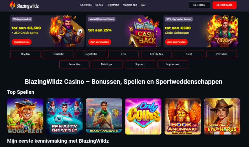 BlazingWildz welkomstpakket voor nieuwe spelers uit Nederland