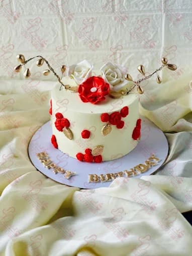 Red and White Roses Wedding Cake Faisalabad