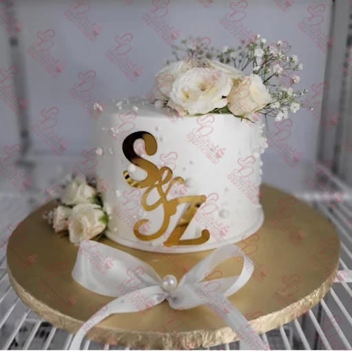 White Gold Nikkah Cake Faisalabad