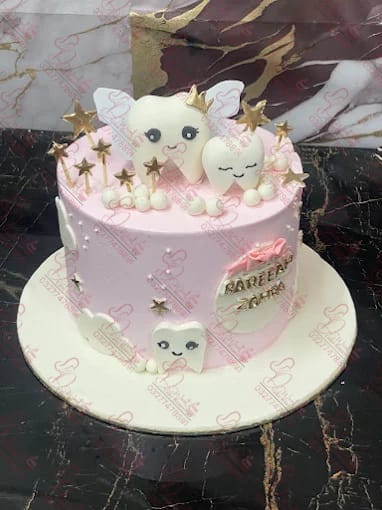 Pink First Tooth Cake Rawalpindi