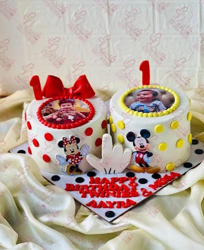Mickey Minnie Twins Birthday Cake Faisalabad