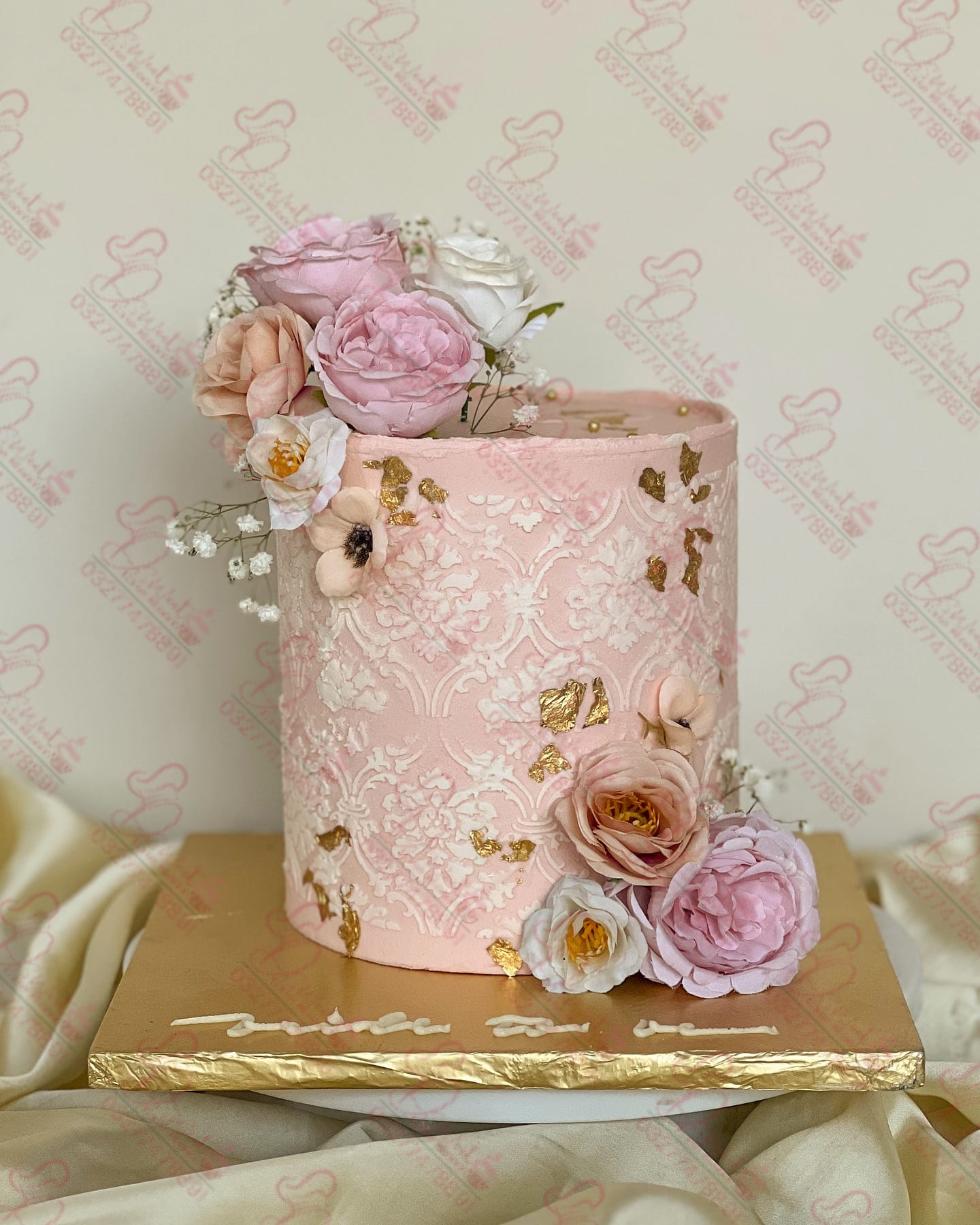 Pink Damask Buttercream Walima Cake Rawalpindi