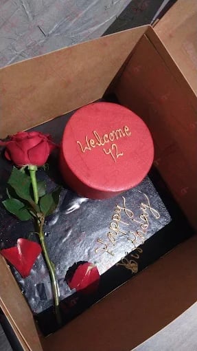 Red Floral Two Tier Custom Cake Rawalpindi