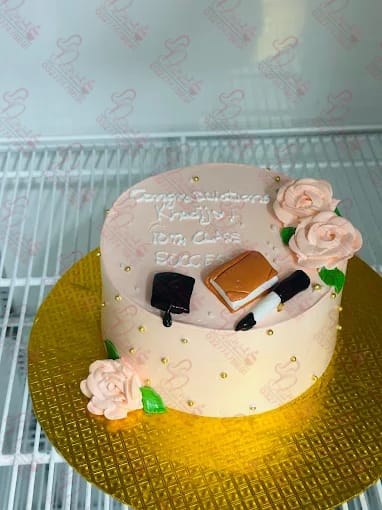 Pink Gold Graduation Education Cake Rawalpindi