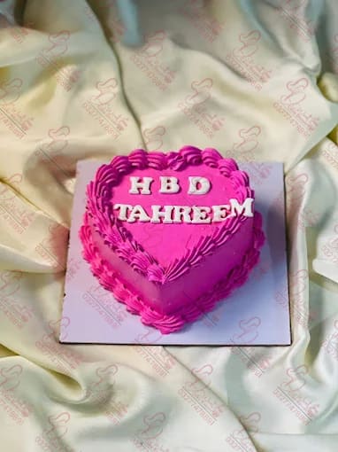 Bright Pink Heart Couple Cake Faisalabad
