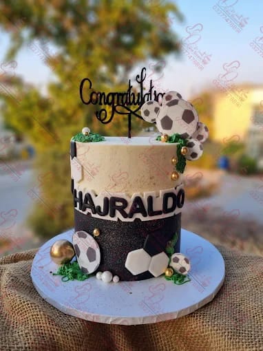 Black & White Soccer Birthday Cake Rawalpindi