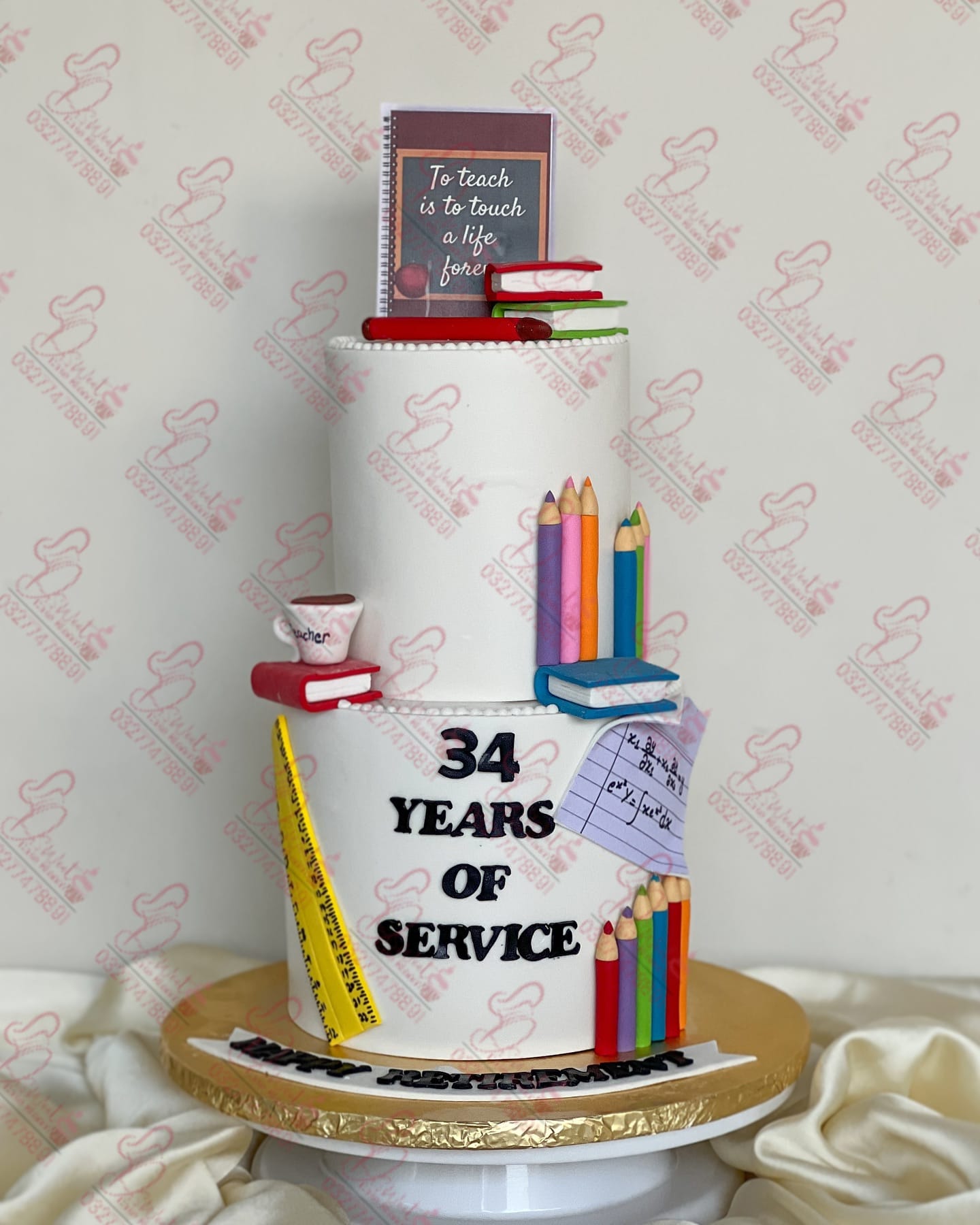 Two Tier Retiring Teacher Tribute Cake Rawalpindi