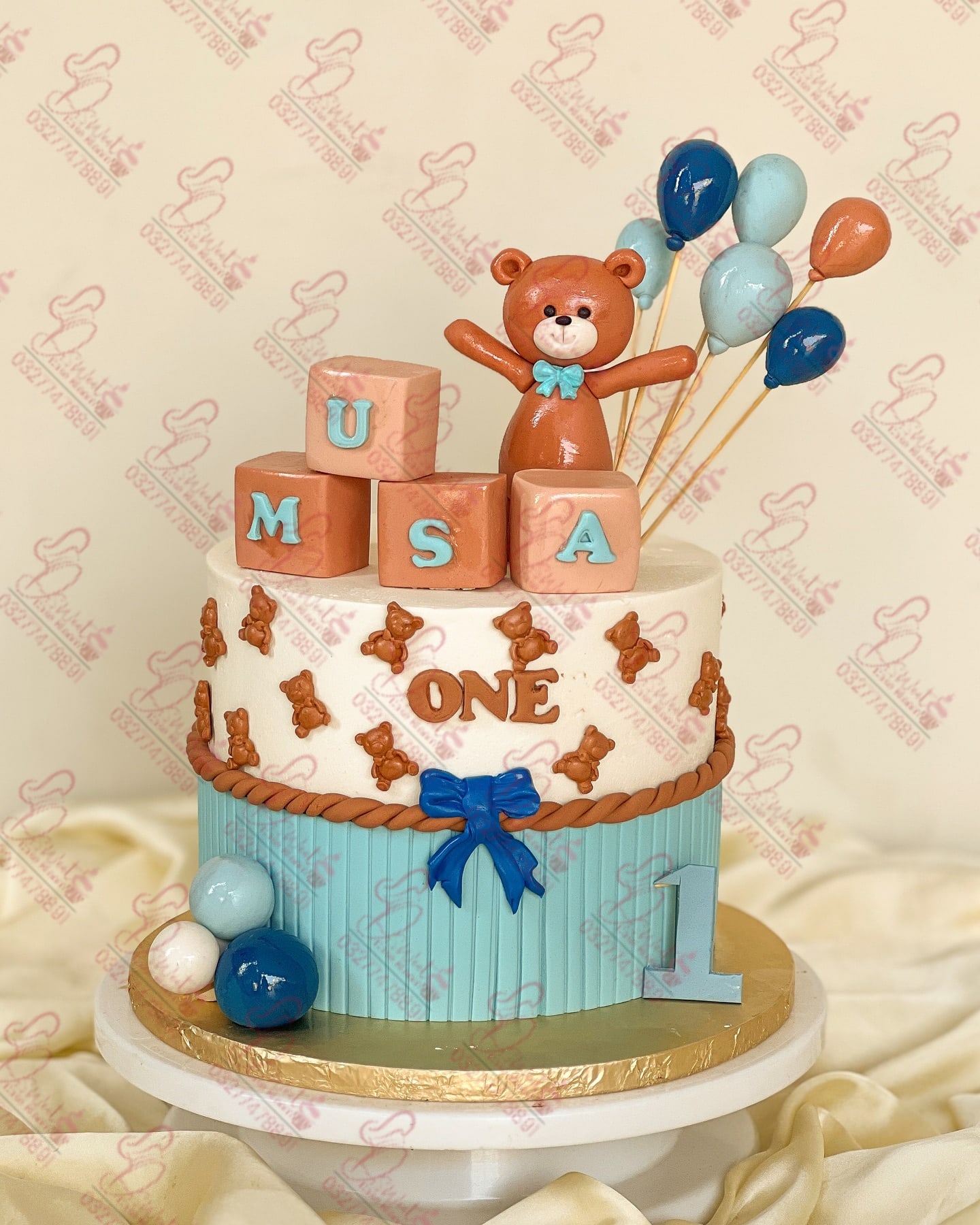 Teddy Bear Themed First Birthday Cake Rawalpindi