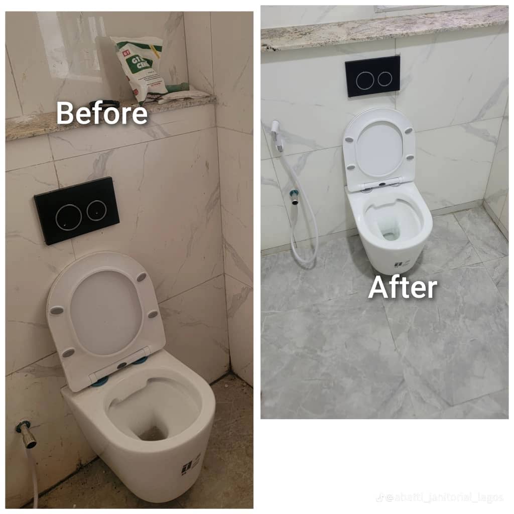 Toilet area after deep cleaning