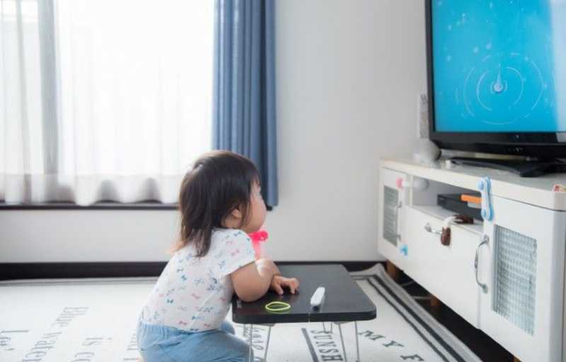 テレビを見る上の子