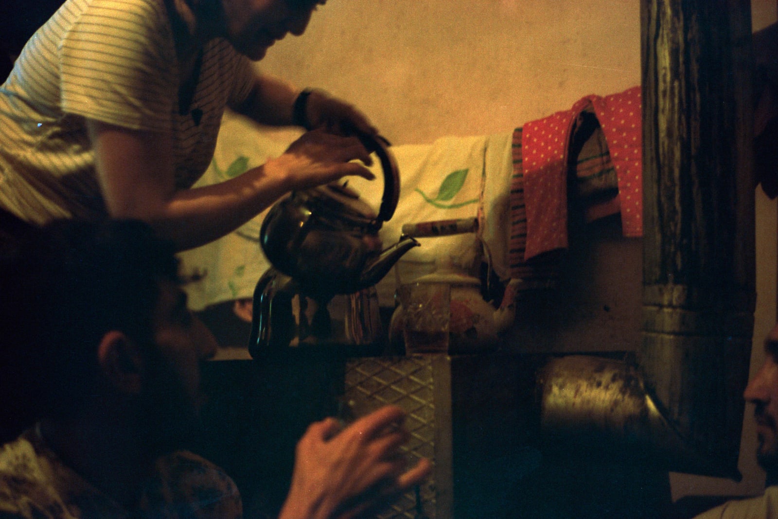 In the house of the mountain people drinking tea