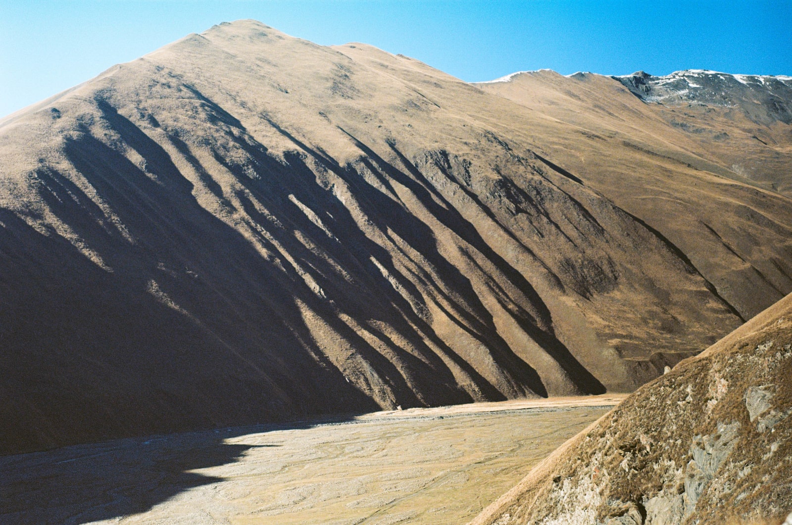 View from the Zakagori Fortress of the military-blocked gorge leading almost all the way to the occupied territory of South Ossetia.