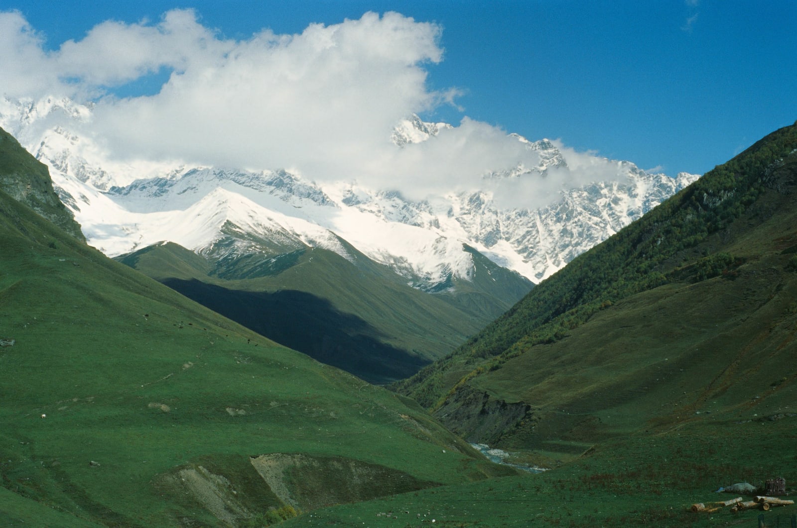 Beginning of a valley leading to Shkhara Glacier