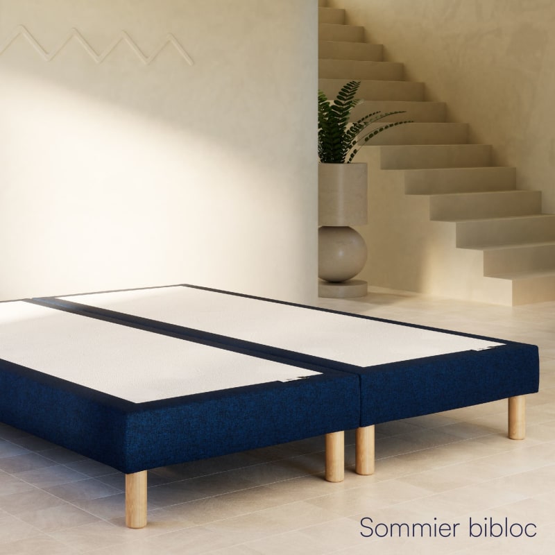 Matelas 160x200 x 23 cm + Sommier + pieds + Protège Matelas Offerts Tissu  100% Coton Soutien Ferme