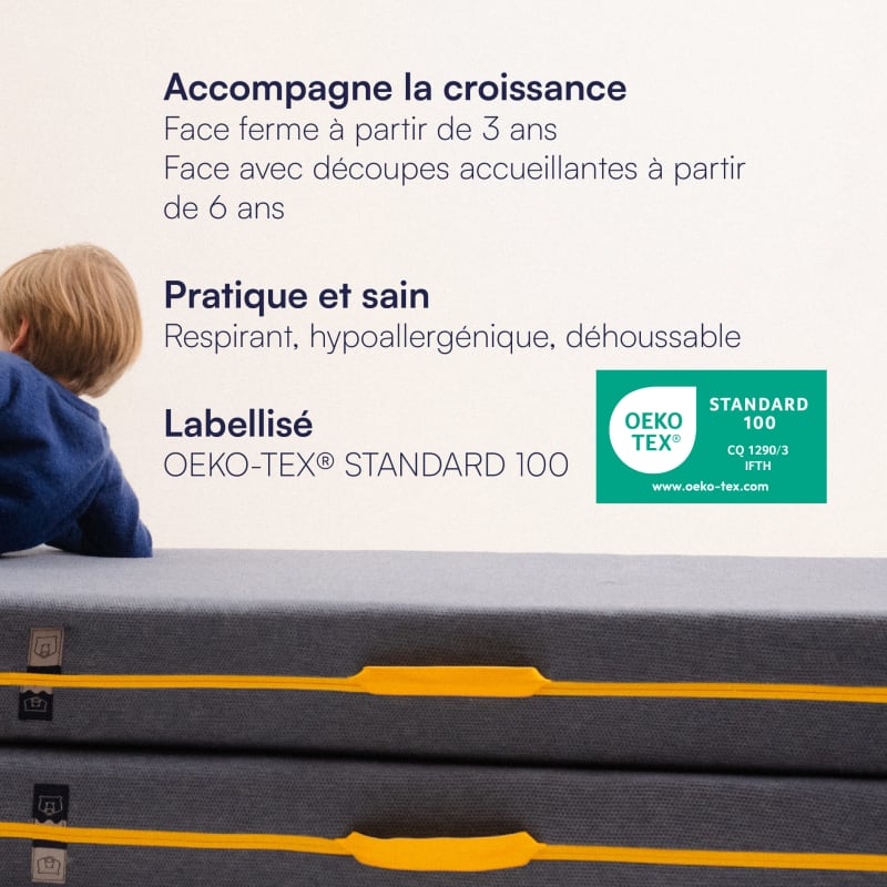 Matelas enfant 90x190 cm - Matelas ado Grand Tedi by Tediber