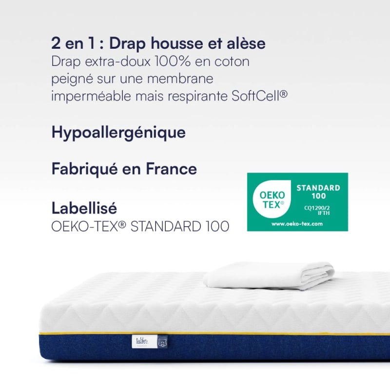 Bisoo Drap Housse 70x140 Impermeable - Alese 70 x 140 Impermeable - 2en1  Drap Housse Protege Matelas Reglable