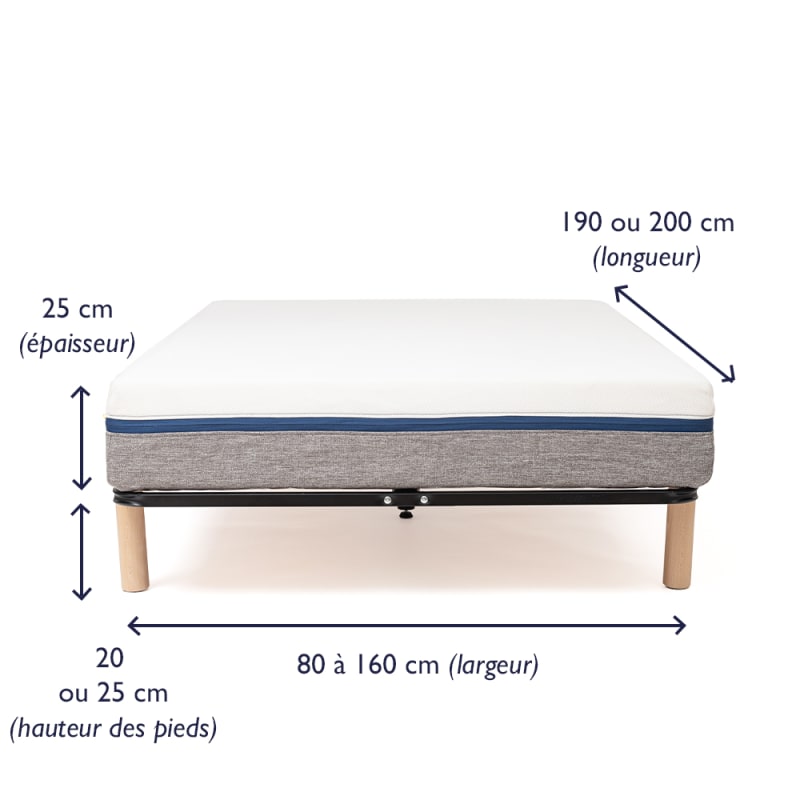 Matelas 160x190 cm Épaisseur 22 cm, Mémoire de Forme, Antiacariens,  Hypoallergénique