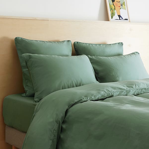 Housse de couette 200x200 vert en coton Leane