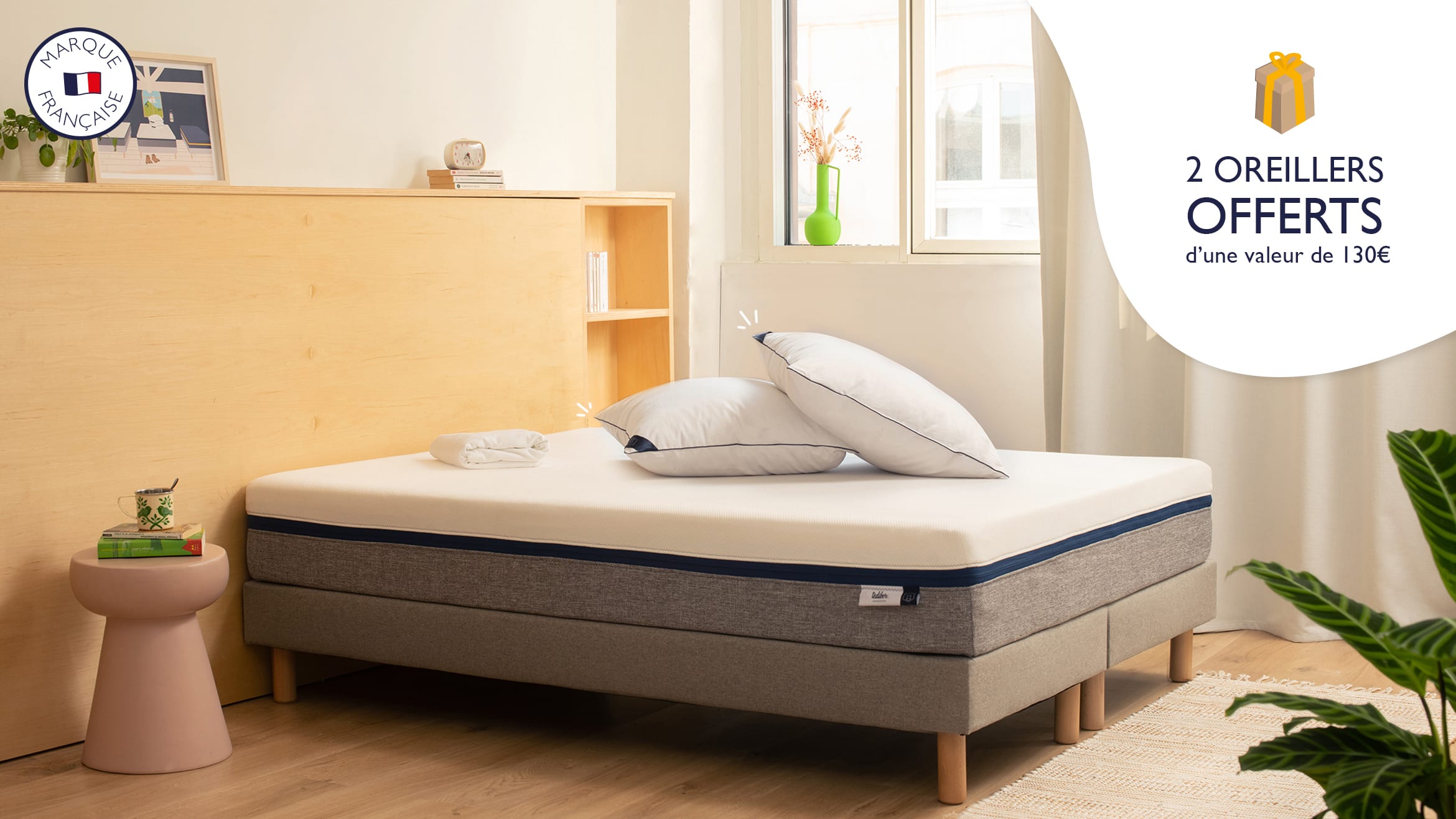 Matelas 2 places + 2 oreillers médicaux + 1 drap