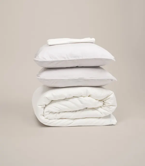 Parure satin de coton (Couleur de la parure satin de coton: Blanc grand frais, Taille drap housse parure satin de coton: 120 x 190 cm, Taille housse de couette parure satin de coton: 200 x 200 cm, Taille des taies parure satin coton: 50 x 70 cm)