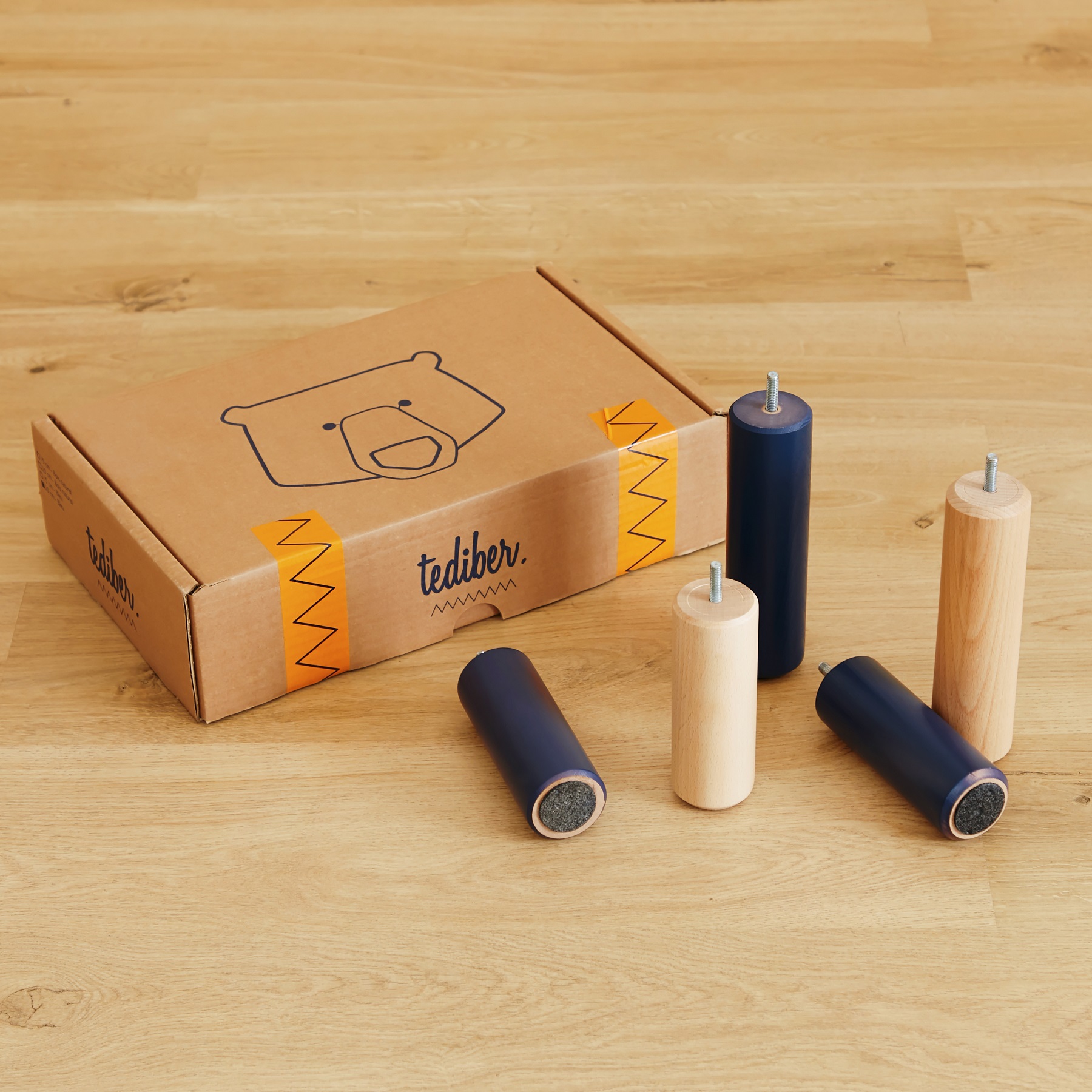 Pieds de sommier 15cm Tediber - S'adape à tous les sommiers - Fabriqué en France - Couleur et taille au choix