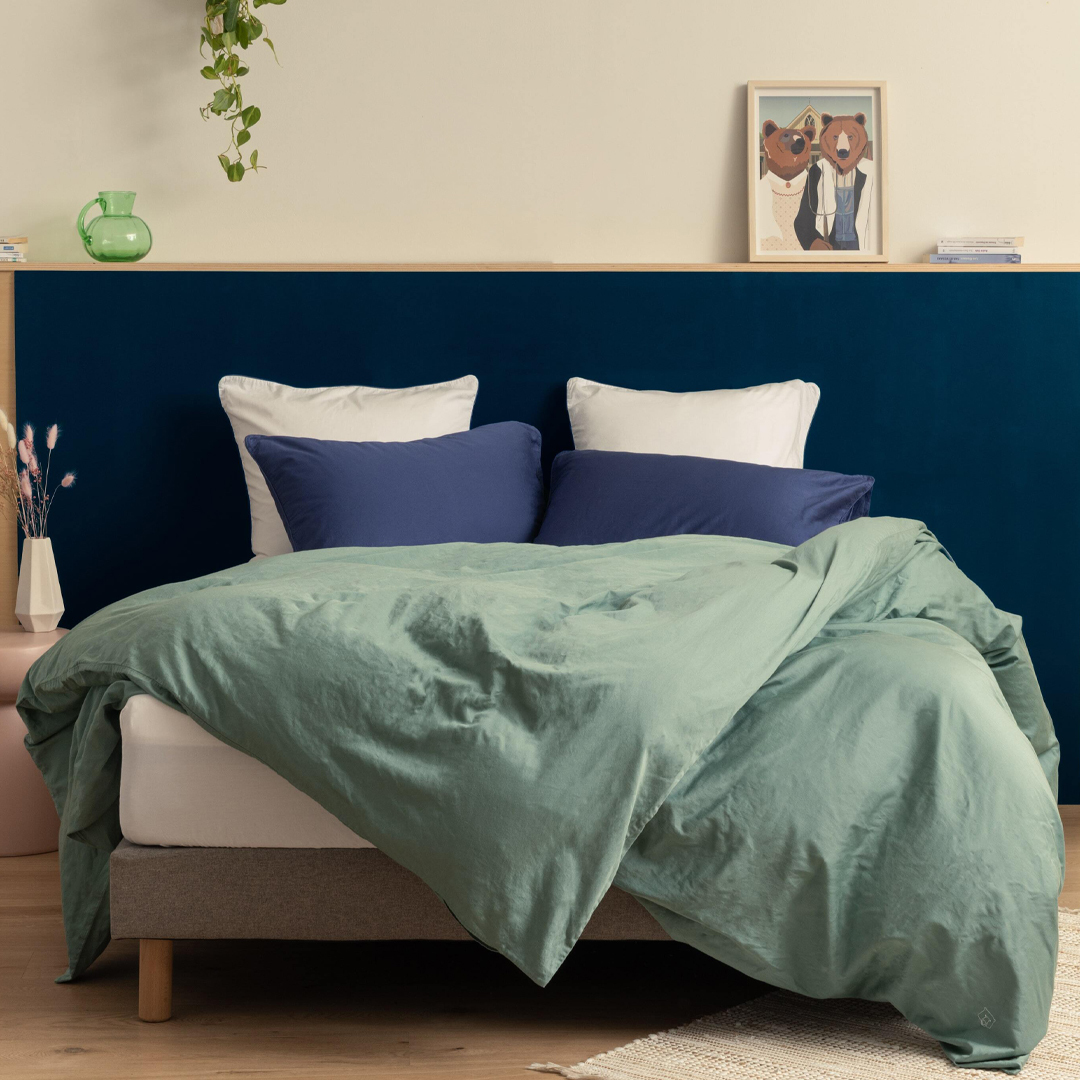 Housse de couette 260x240 satin coton Tediber - Douce, respirante et légère - Disponible en 4 coloris - 100% coton peigné
