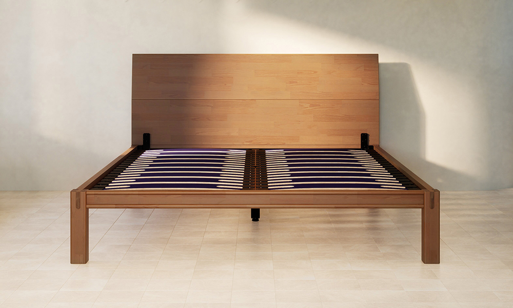 Lit bois massif avec sommier et matelas hêtre, noyer ou wenge