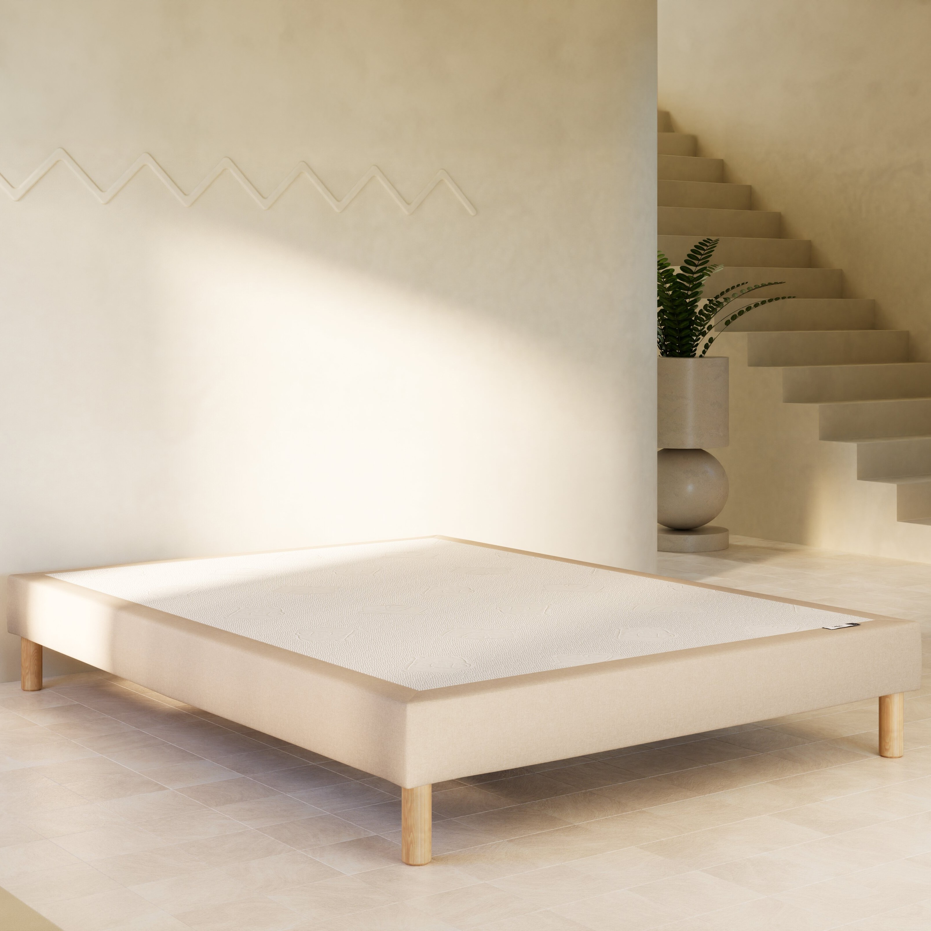 Sommier 180x200 cm - Beige - Bois responsable - Qualité hôtelière - Fait en Belgique et en France - Tediber