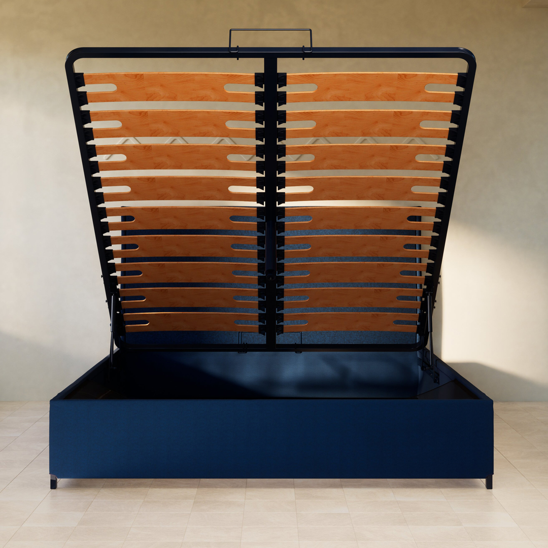 Lit Coffre 160x200 bleu Tediber - Robuste et pratique -  Livraison et retours gratuits. Marque Française. Reprise ancienne literie