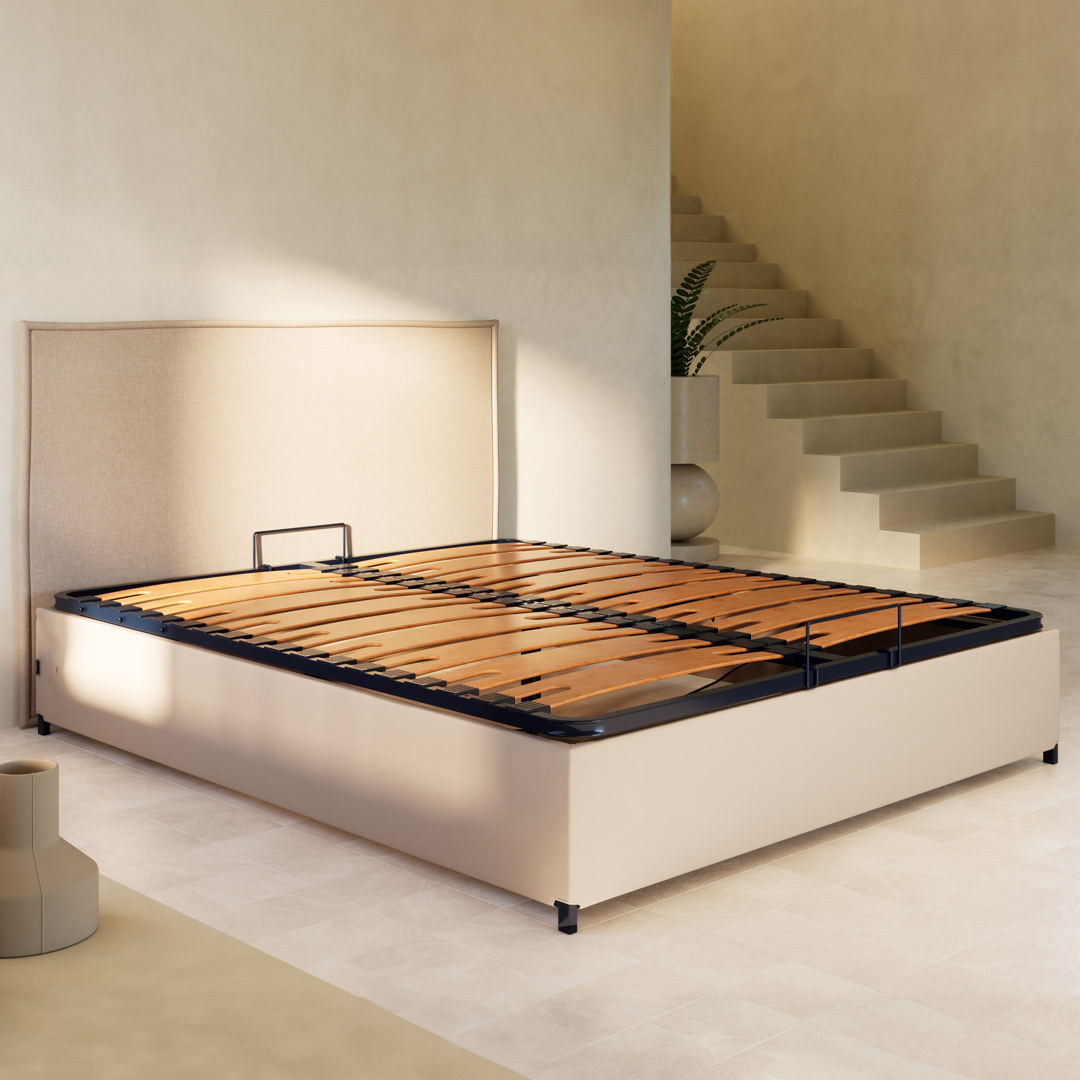 Lit Coffre 140x190 beige Tediber -  Simple d'utilisation - Livraison et retours gratuits. Marque Française. Reprise ancienne literie
