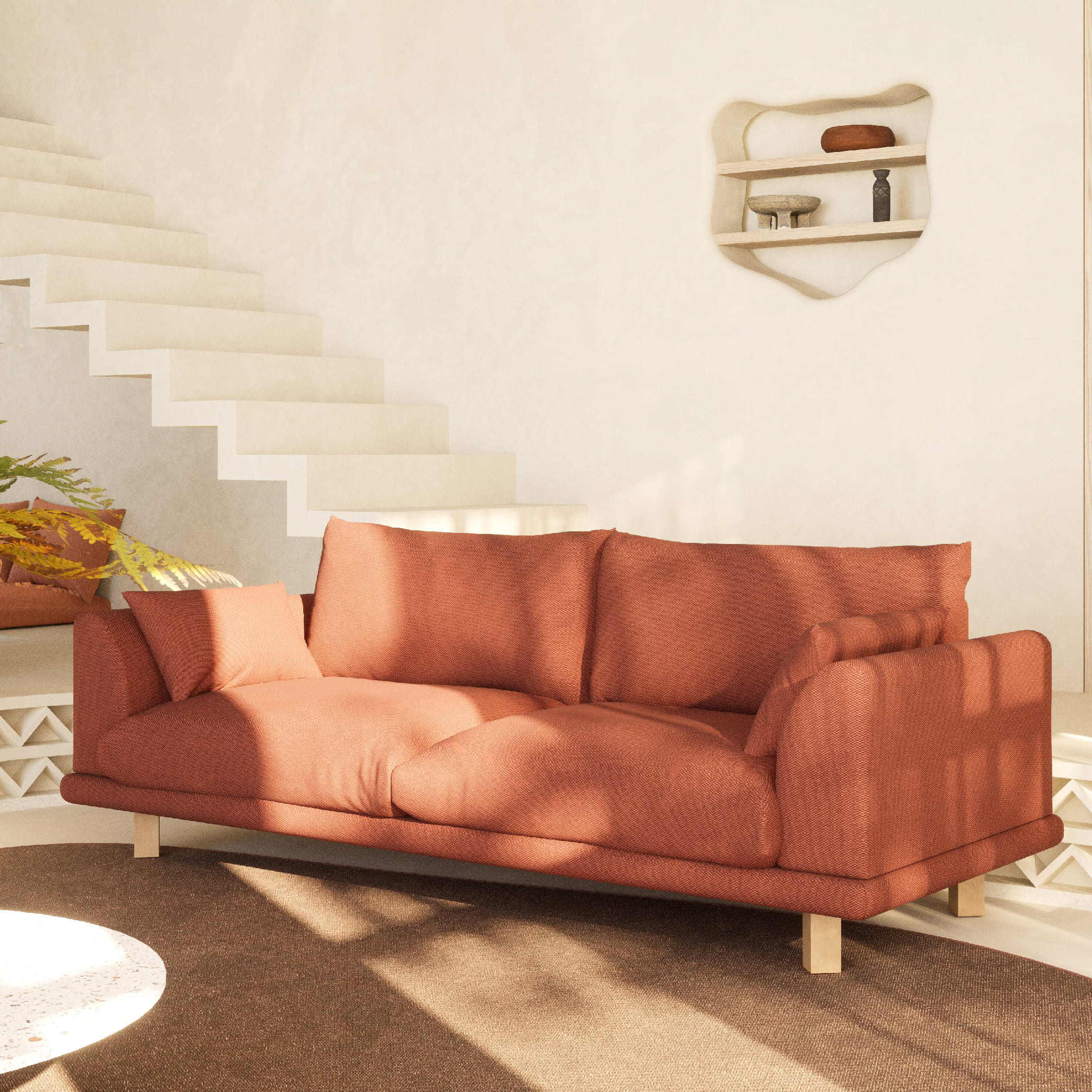 Canapé terracotta Tediber - Livraison en 1 à 7j - Fabriqué en France - Marque française - 100 jours d'essai - Canapé éco-conçu
