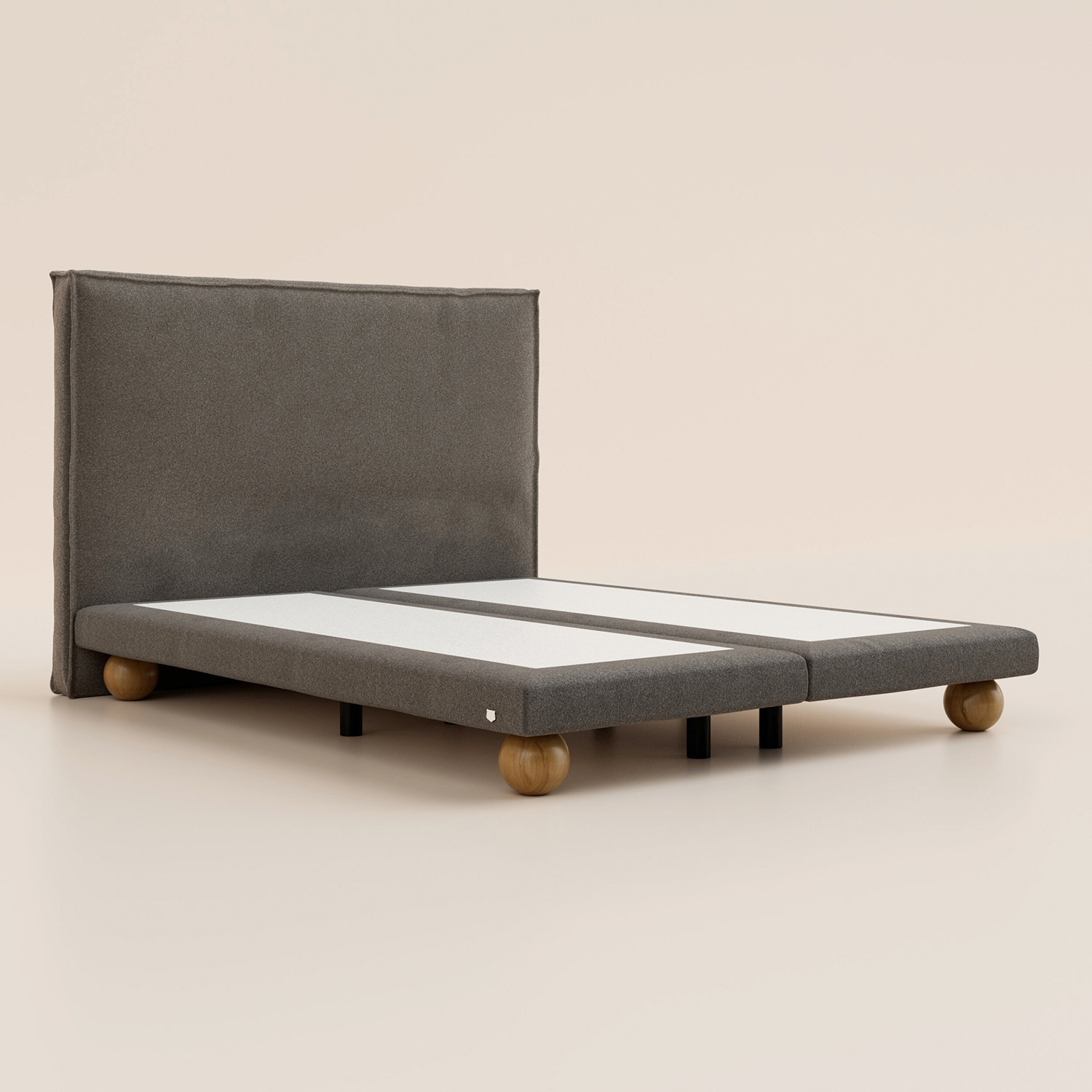 Lit boxspring Grand Ours 140x200 Gris - Ressorts ensachés et bois massif -  Lit Luxe - Grand Ours Tediber