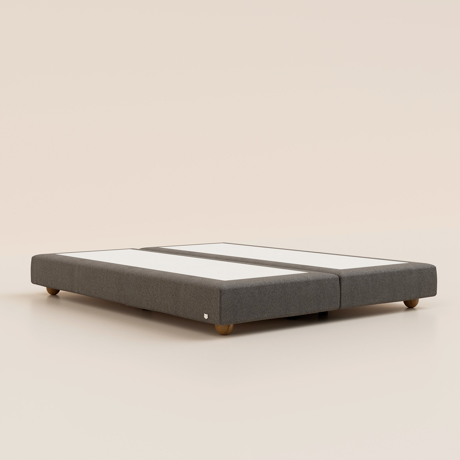 Sommier boxspring Grand Ours 140x200 Gris - Ressorts ensachés  - Bois massif -  Tediber