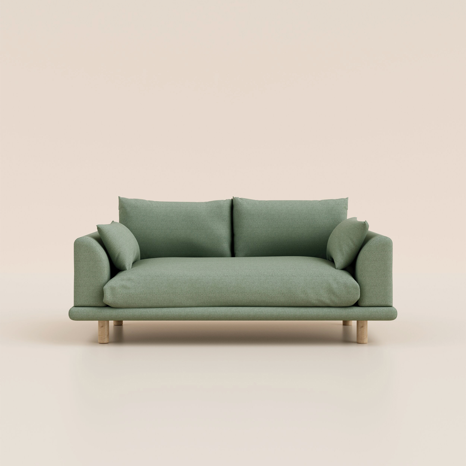 Canapé 2 places - Tissu Vert Sauge - Design et confortable - Fabriqué en France - Tediber