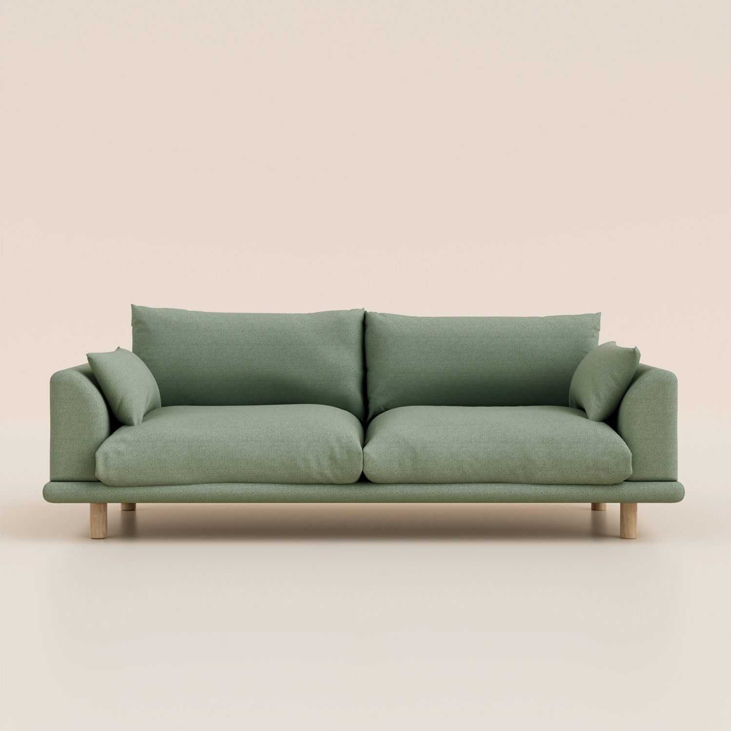 Canapé 4 places - Tissu Vert Sauge - Design et confortable - Fabriqué en France - Tediber