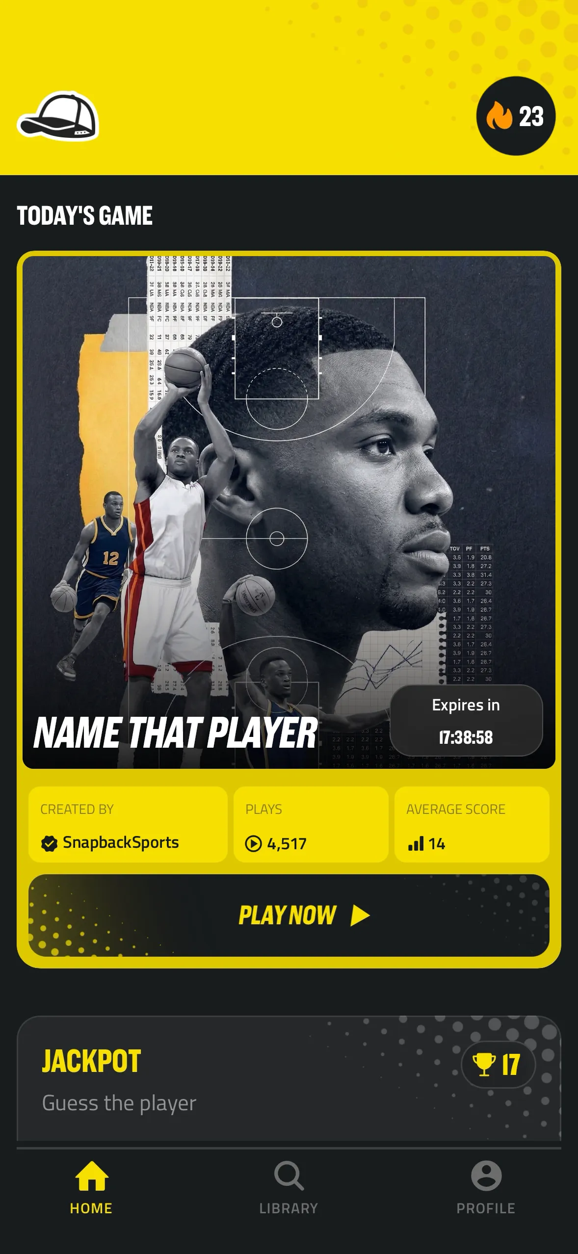 Snapback Trivia App Screen