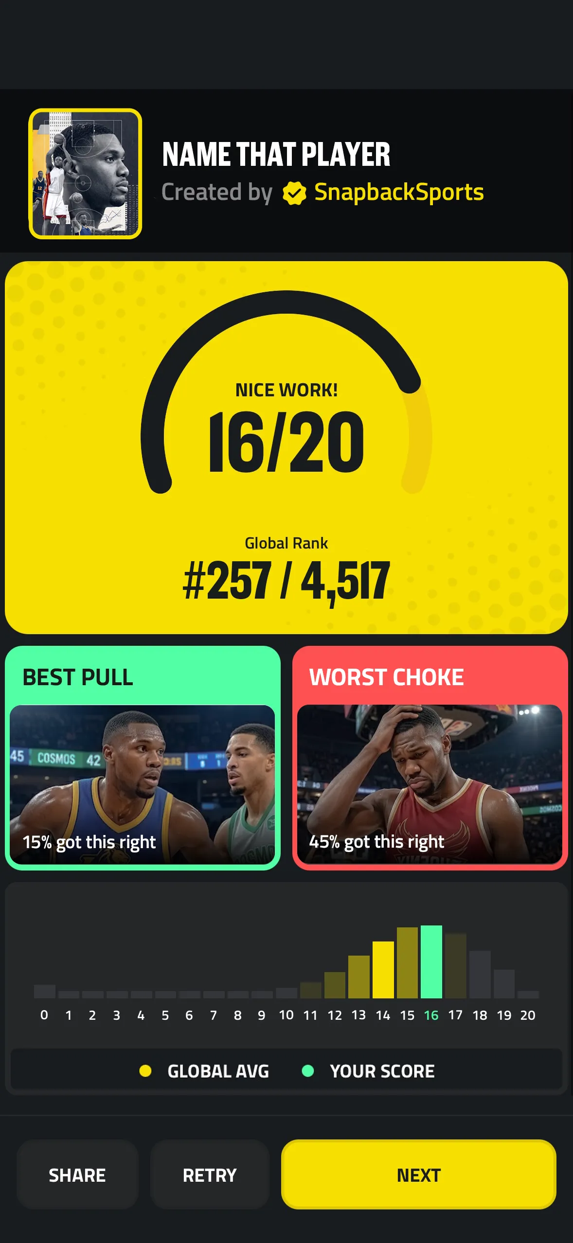 Snapback Trivia App Screen