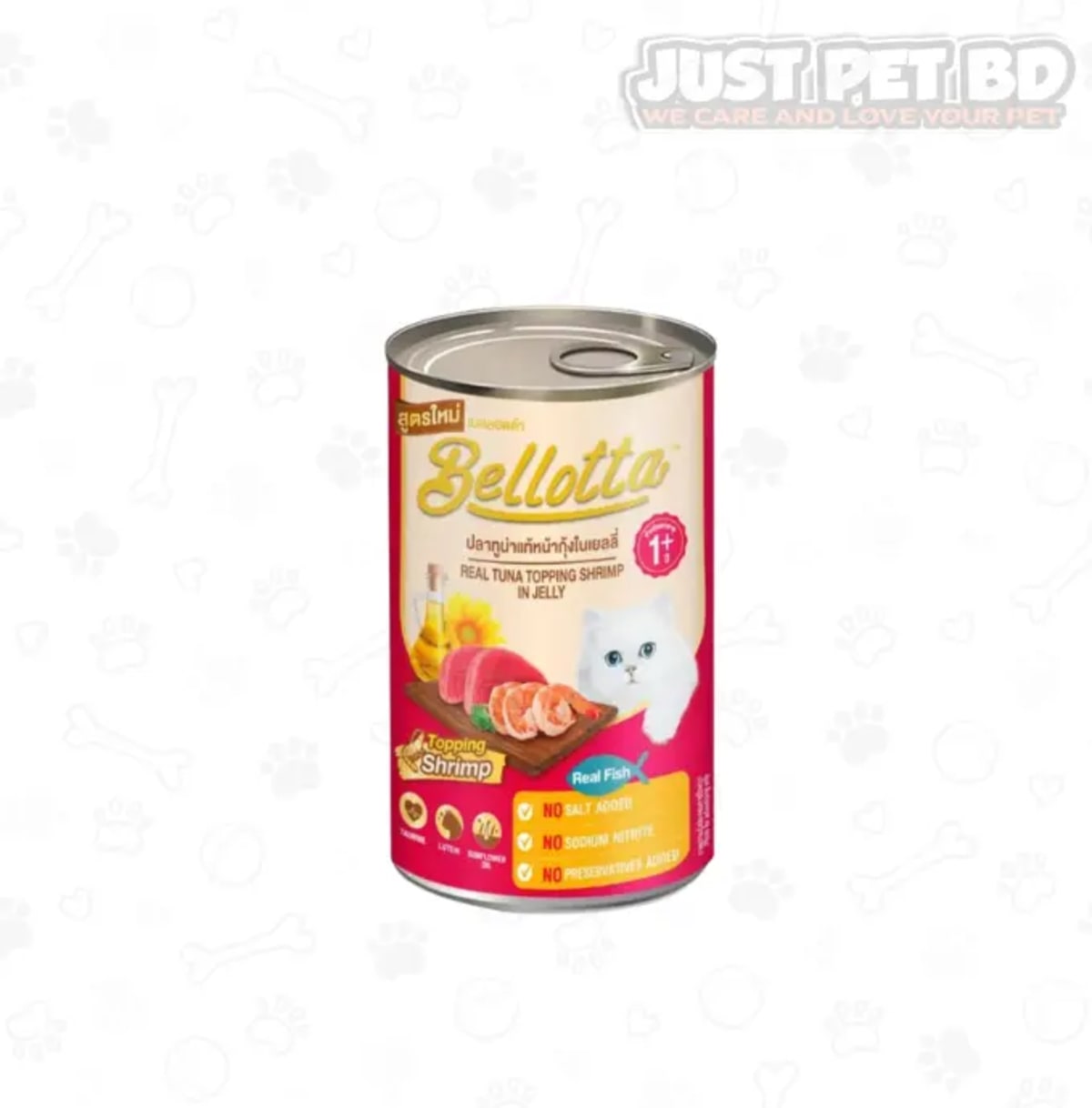 Bellotta Canned Cat Food Real Tuna with Shrimp Topping in Jelly (400g)