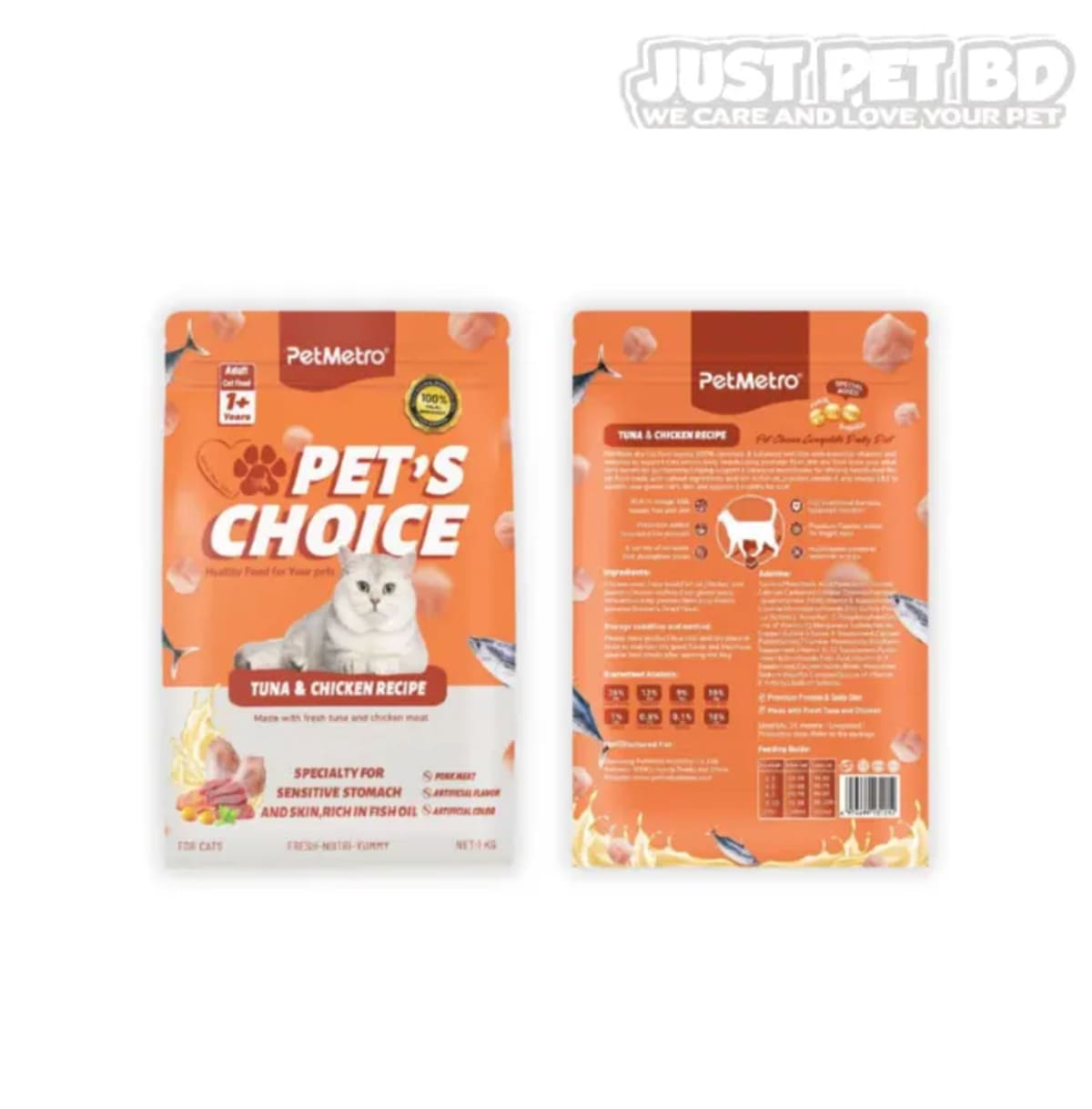 PetMetro Pet's Choice Adult Cat Food – Tuna & Chicken Flavor (1kg) 1