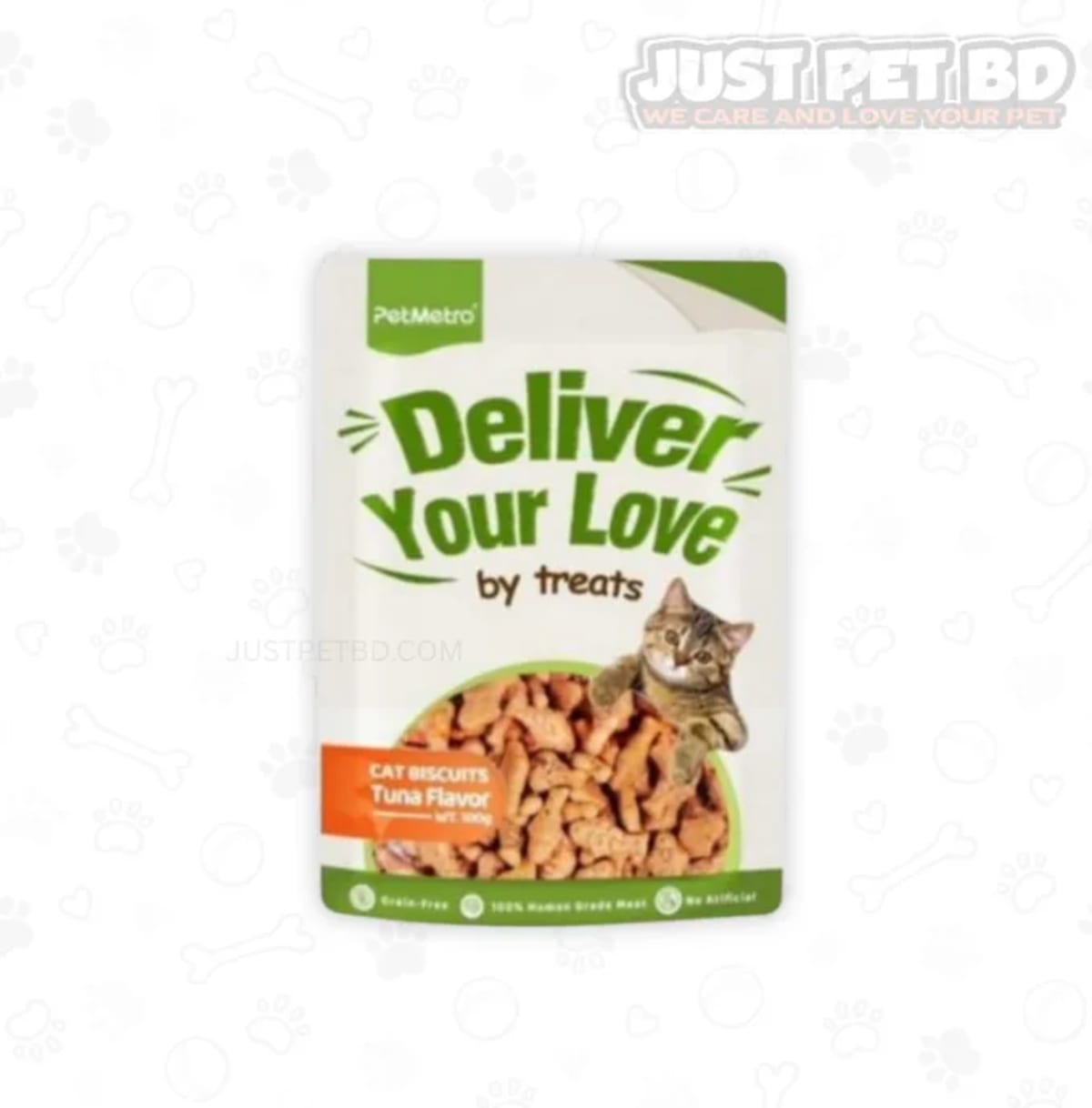 PetMetro Deliver Your Love Tuna-Flavored Cat Biscuits – 100g Pack